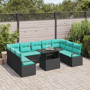Gartensofa Set mit Stauraum, Schwarz/Blau