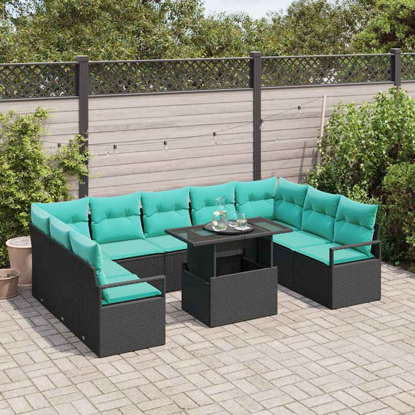 Gartensofa Set mit Stauraum, Schwarz/Blau