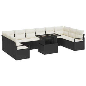 Gartensofa-Set mit Kissen, Schwarz/Creme