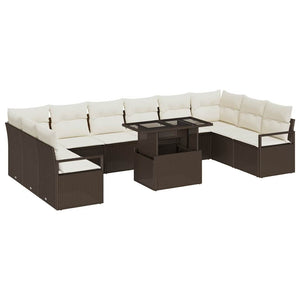 Poly Rattan Gartensofa Set Braun Creme