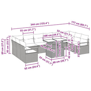Poly Rattan Gartensofa Set Braun Creme