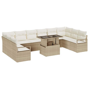 vidaXL Salon de jardin avec coussins 11 pcs Beige et Crème résine tressée