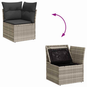 Garten Sofa Set Hellgrau Poly-Rattan 11-teilig