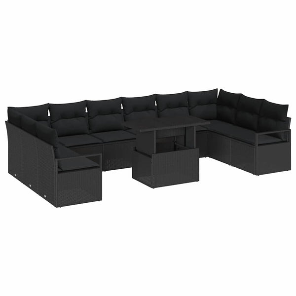 Poly Rattan Gartensofa Set mit Kissen, 11-teilig