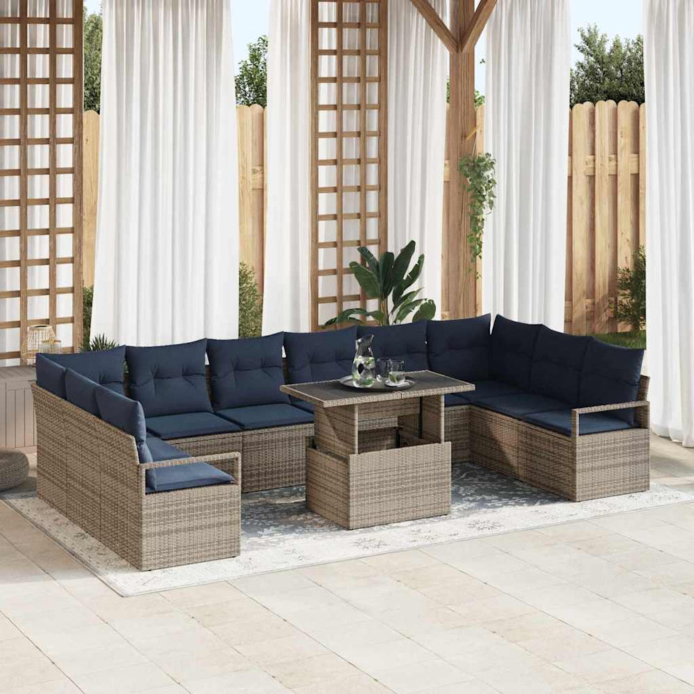 Garten Sofa Set 11-teilig Grau Marineblau