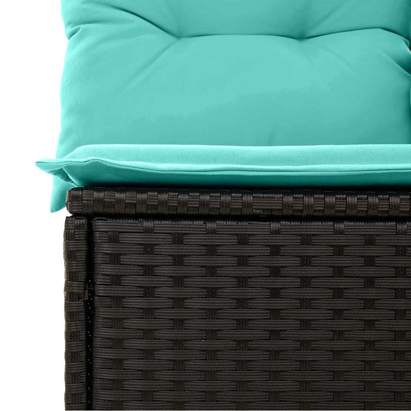 Garten Sofa Set Schwarz Blau Poly-Rattan