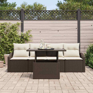 vidaXL Salon de jardin avec coussins 5 pcs Marron et Crème Résine Tressée