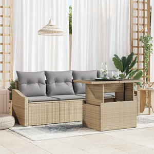 vidaXL Salon de jardin avec coussins 5 pcs Beige et gris clair Résine tressée