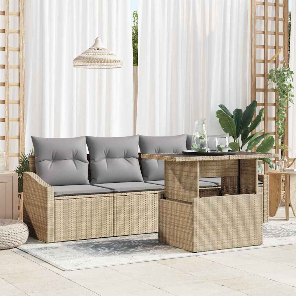 vidaXL Salon de jardin avec coussins 5 pcs Beige et gris clair Résine tressée