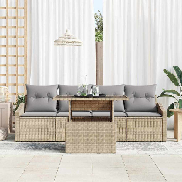 vidaXL Salon de jardin avec coussins 5 pcs Beige et gris clair Résine tressée