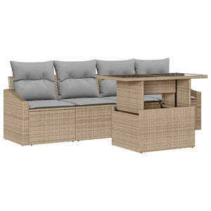 vidaXL Salon de jardin avec coussins 5 pcs Beige et gris clair Résine tressée