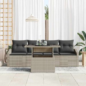 Garten Sofa Set Hellgrau Poly Rattan 5-teilig
