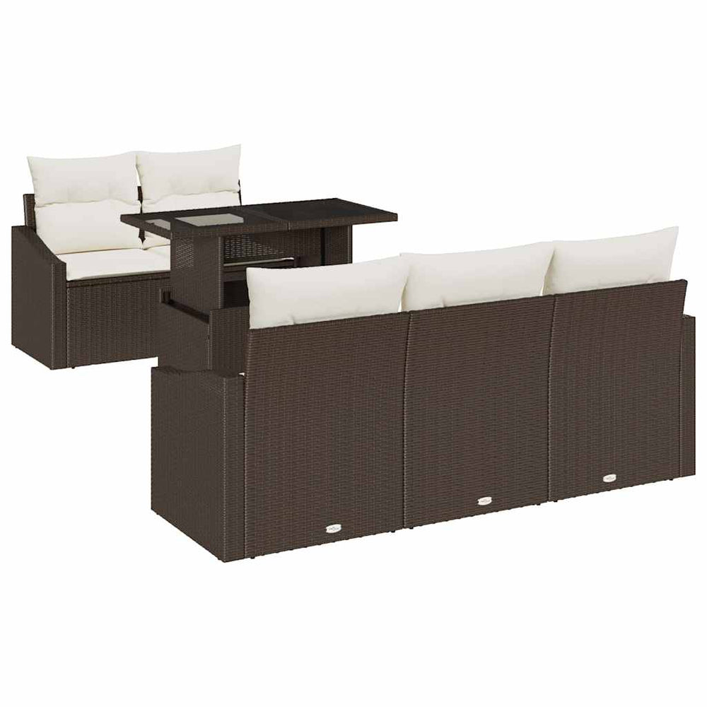 vidaXL Salon de jardin 6 pcs avec coussins marron et crème résine tressée