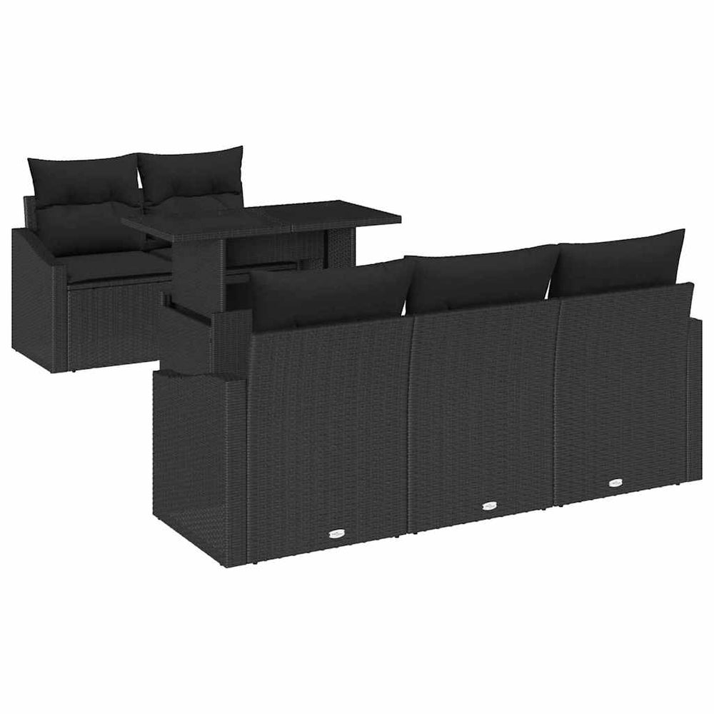 vidaXL Salon de jardin avec rangement 6 pcs Noir résine tressée