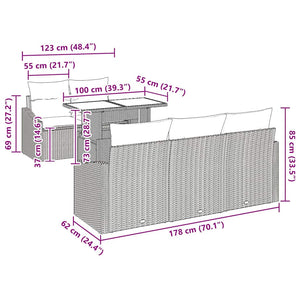 Schwarzes Poly-Rattan Gartensofa-Set mit Stauraum (6-teilig)
