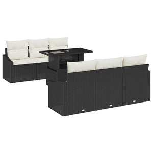 Garten Sofa Set 7-teilig Schwarz Creme