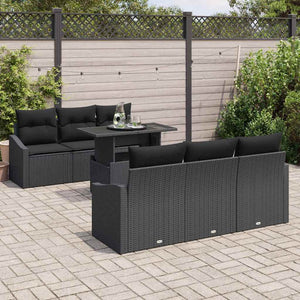 Gartensofa Set mit Stauraum, 7-teilig, Schwarz
