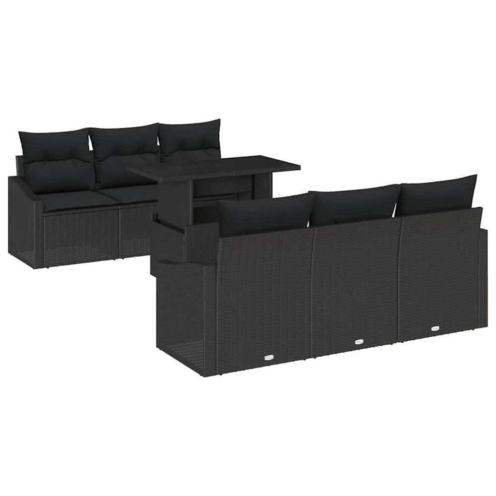vidaXL Ensemble de canapés de jardin avec rangement 7 pcs Noir Résine tressée