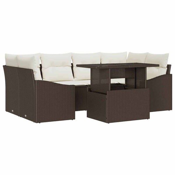 Braun-Creme Garten-Sofa-Set mit Kissen