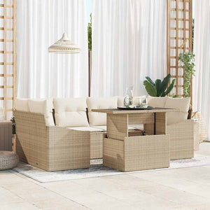 Garten Sofa Set Beige Creme 7-teilig