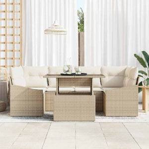 Garten Sofa Set Beige Creme 7-teilig