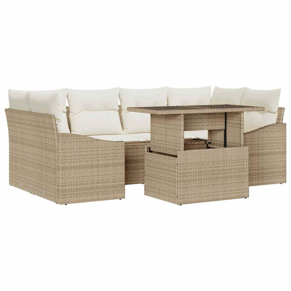 Garten Sofa Set Beige Creme 7-teilig