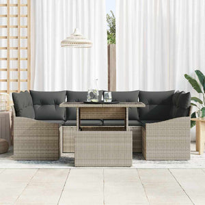 vidaXL Salon de jardin avec rangement 7 pcs Gris clair résine tressée