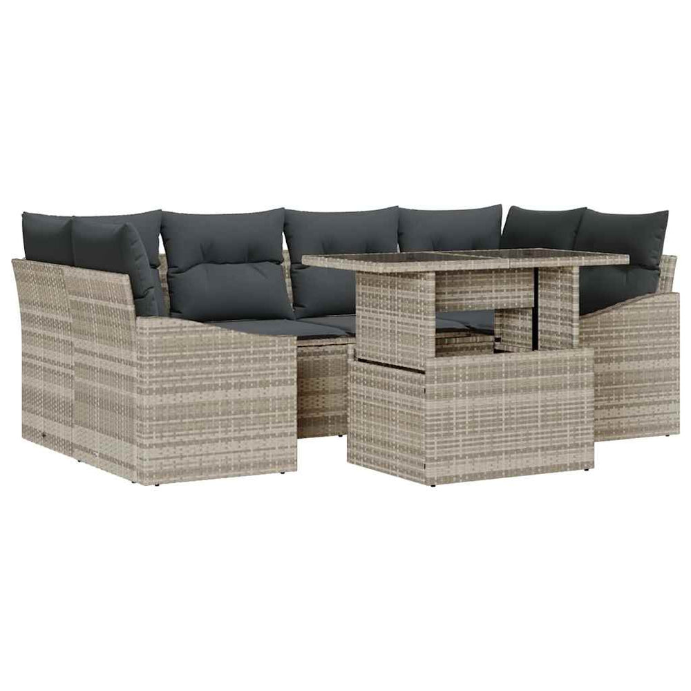 vidaXL Salon de jardin avec rangement 7 pcs Gris clair résine tressée