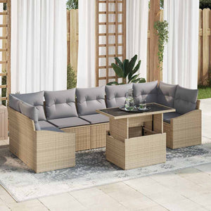 vidaXL Salon de jardin avec coussins 8 pcs Beige et Gris clair Résine tressée