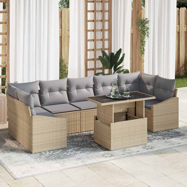 vidaXL Salon de jardin avec coussins 8 pcs Beige et Gris clair Résine tressée