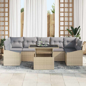 vidaXL Salon de jardin avec coussins 8 pcs Beige et Gris clair Résine tressée