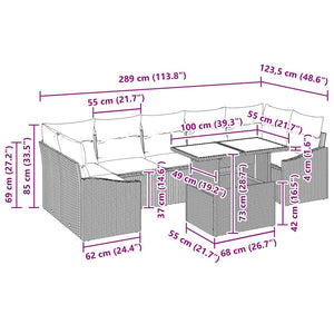 Garten Sofa Set Beige Creme Poly-Rattan 8-teilig