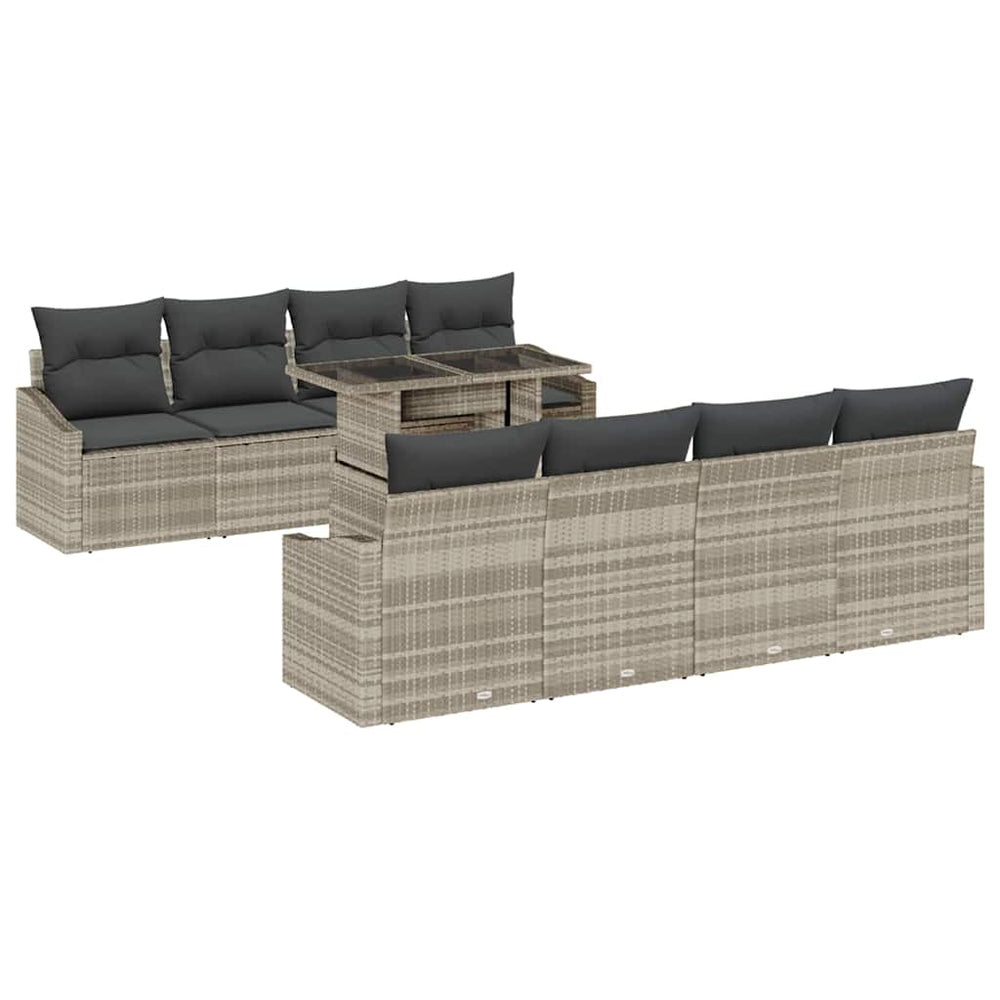 vidaXL Salon de jardin avec coussins 7 pcs Gris clair résine tressée