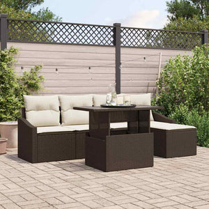 vidaXL Salon de jardin avec coussins 6 pcs Marron et crème