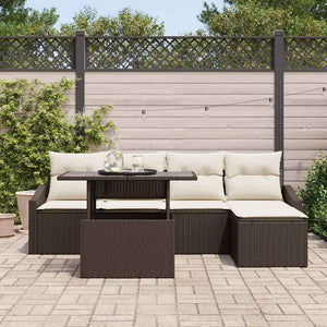 vidaXL Salon de jardin avec coussins 6 pcs Marron et crème