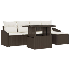 vidaXL Salon de jardin avec coussins 6 pcs Marron et crème