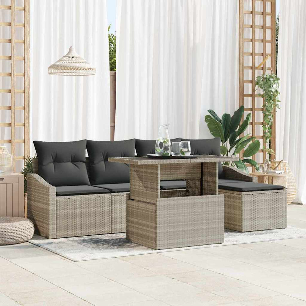 vidaXL Garden Sofa Set with Cushions 6 pcs Light Grey