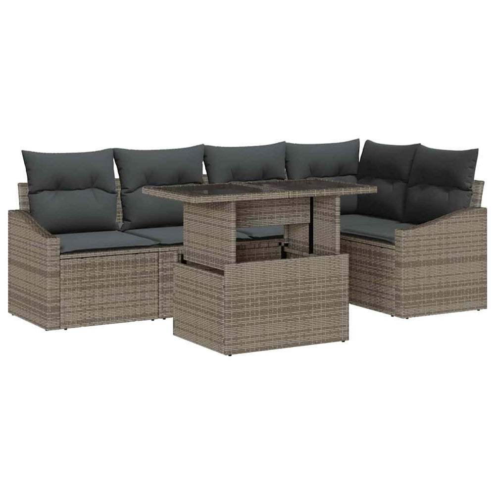 Garten Sofa Set Grau mit Kissen 6-teilig