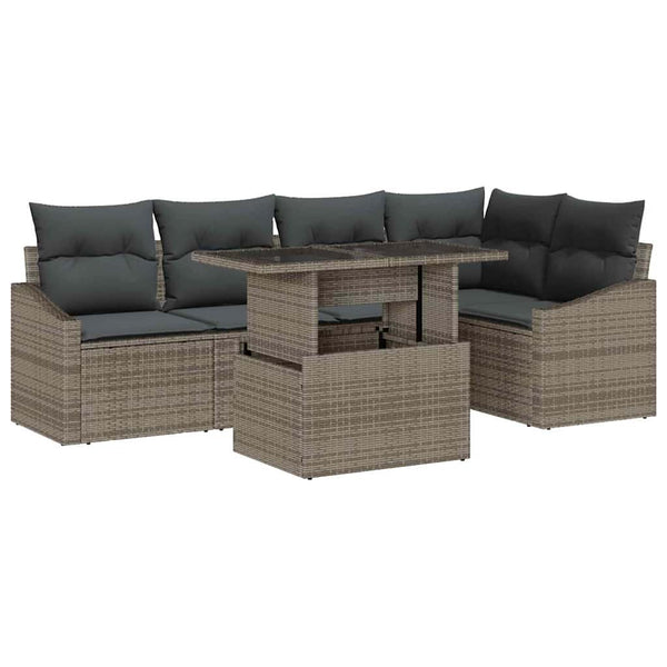 Garten Sofa Set Grau mit Kissen 6-teilig