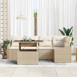 Garten Sofa Set Beige & Creme mit Kissen