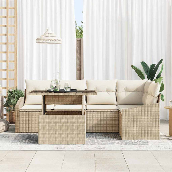 Garten Sofa Set Beige & Creme mit Kissen