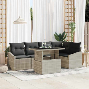 Garten Sofa Set Hellgrau mit Kissen