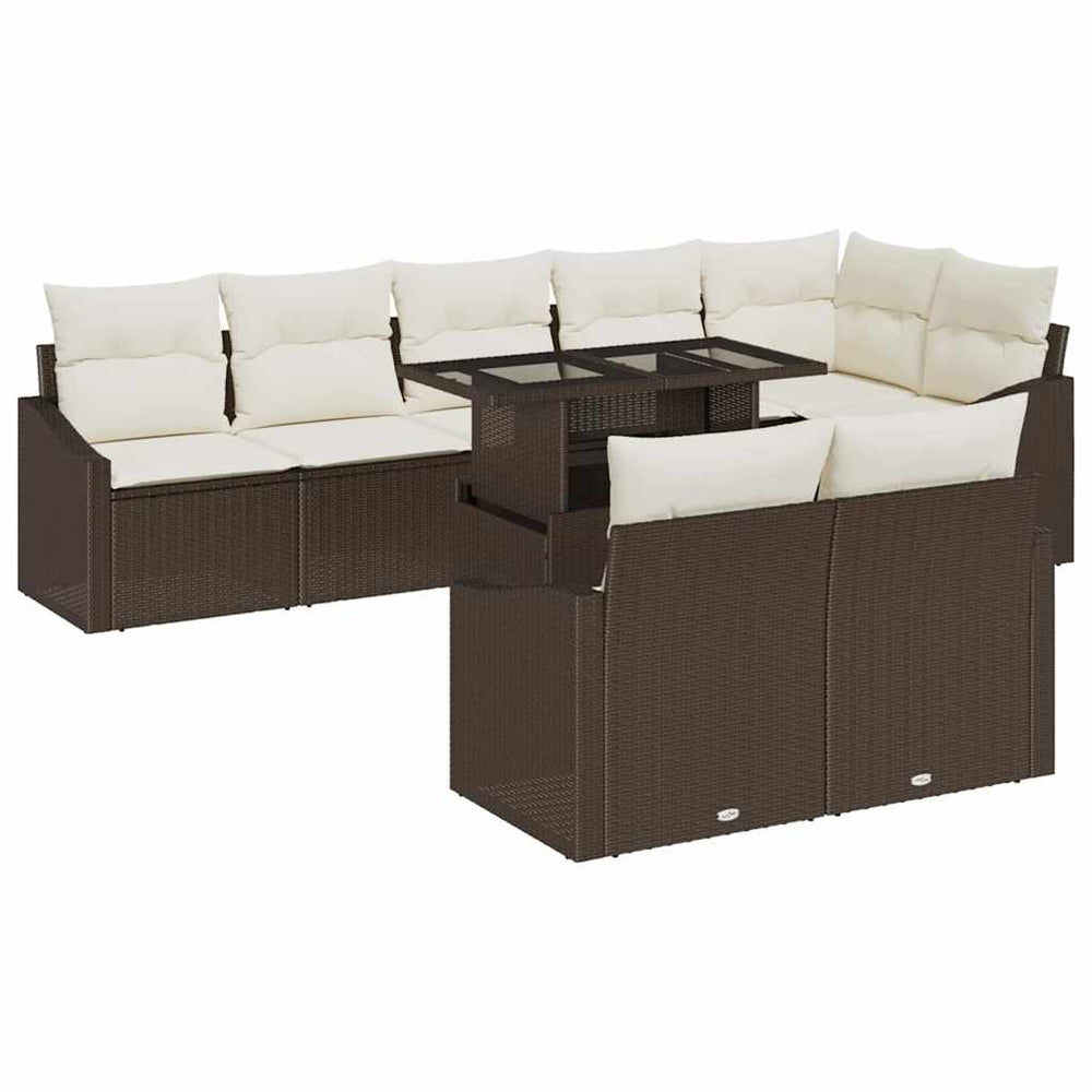 Garten-Sofa-Set Braun Creme 9-teilig