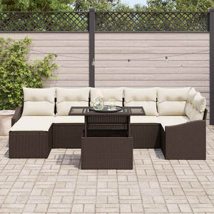 Gartensofa Set Braun Creme 8-teilig