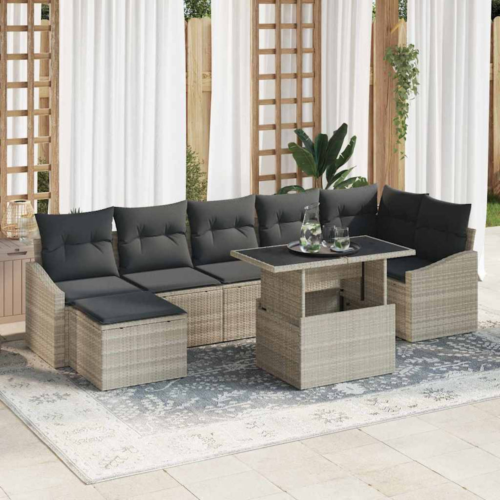 vidaXL Salon de jardin avec coussins 8 pcs Gris clair résine tressée