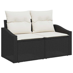 vidaXL Salon de jardin avec coussins 9 pcs Noir et Crème Résine tressée