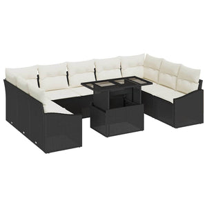 Poly Rattan Sofa Set Schwarz/Creme