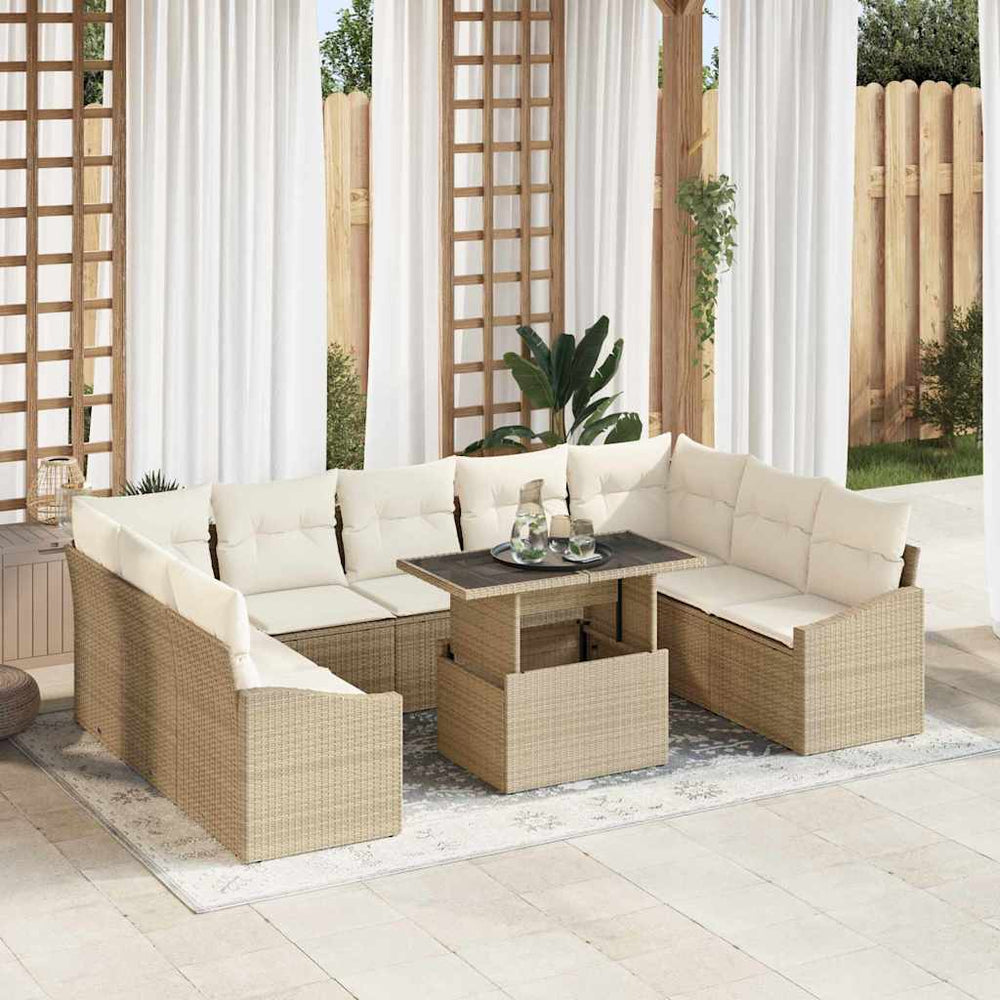 Poly Rattan Sofa Set Beige/Creme 10-teilig