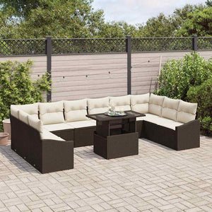 Poly Rattan Sofa Set Braun Creme 11-teilig