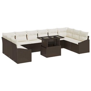 Poly Rattan Sofa Set Braun Creme 11-teilig